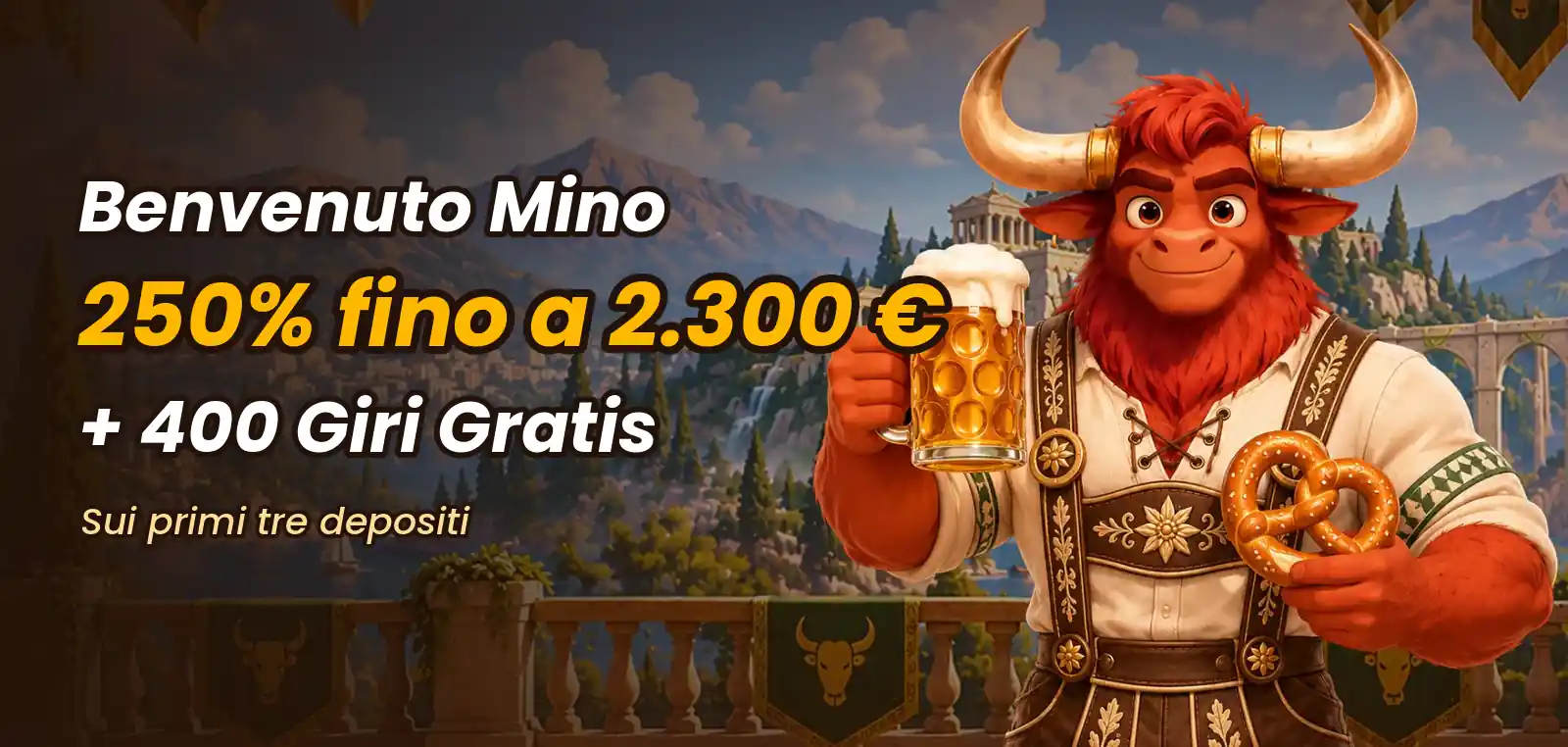 Minocasino Italia: pacchetto Benvenuto Mino 250% fino a 2.300 € e 400 giri gratis